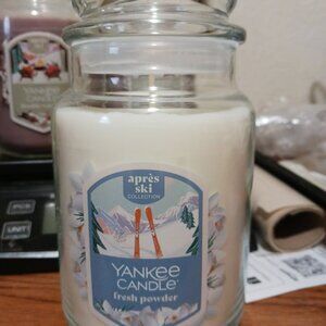 YANKEE CANDLE Fresh Powder Original Jar Candle 22oz NEW Apres ski Collection HTF